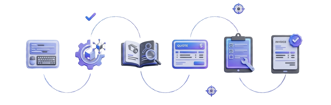 APAI auto glass shop business workflow process diagram from quote to invoice