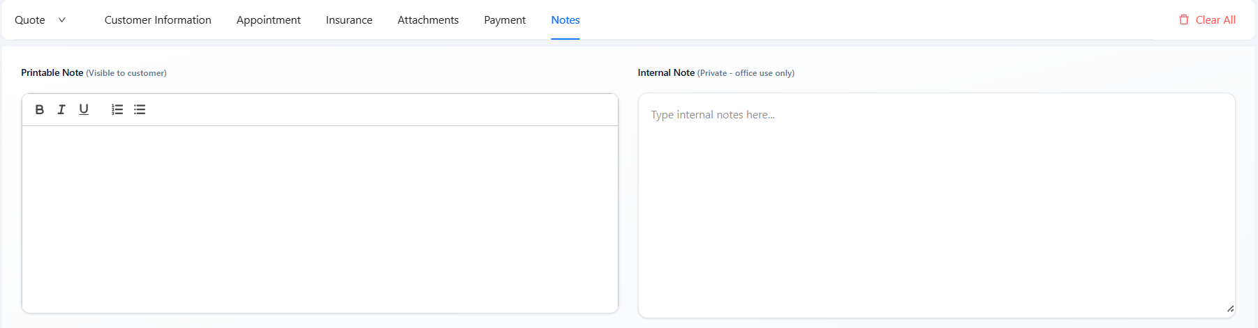 Payments, Attachments & Notes Management second screenshot